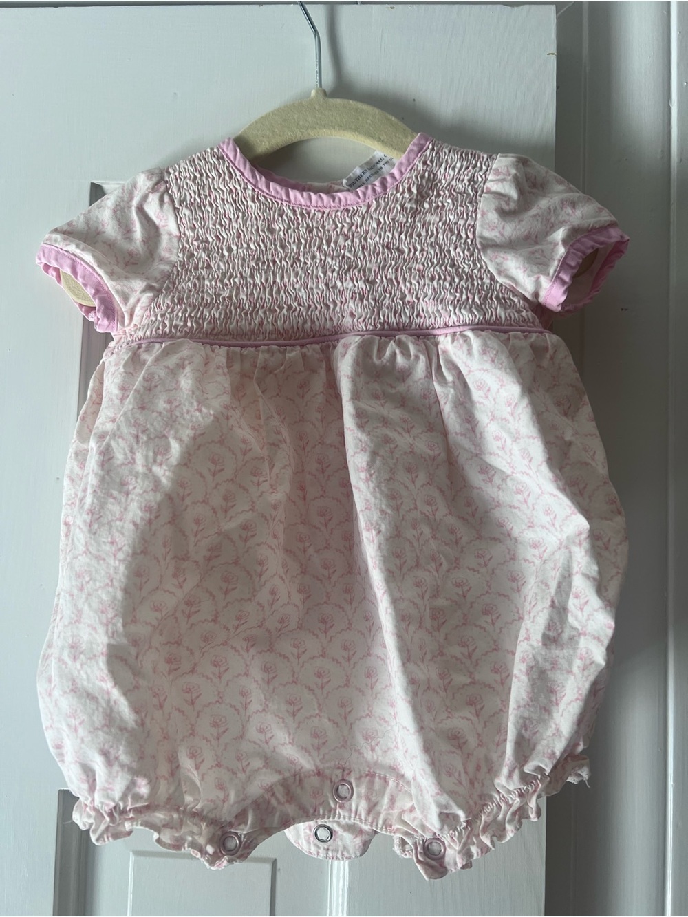 Southern Smocked Company Pink Smocked Baby Romper
